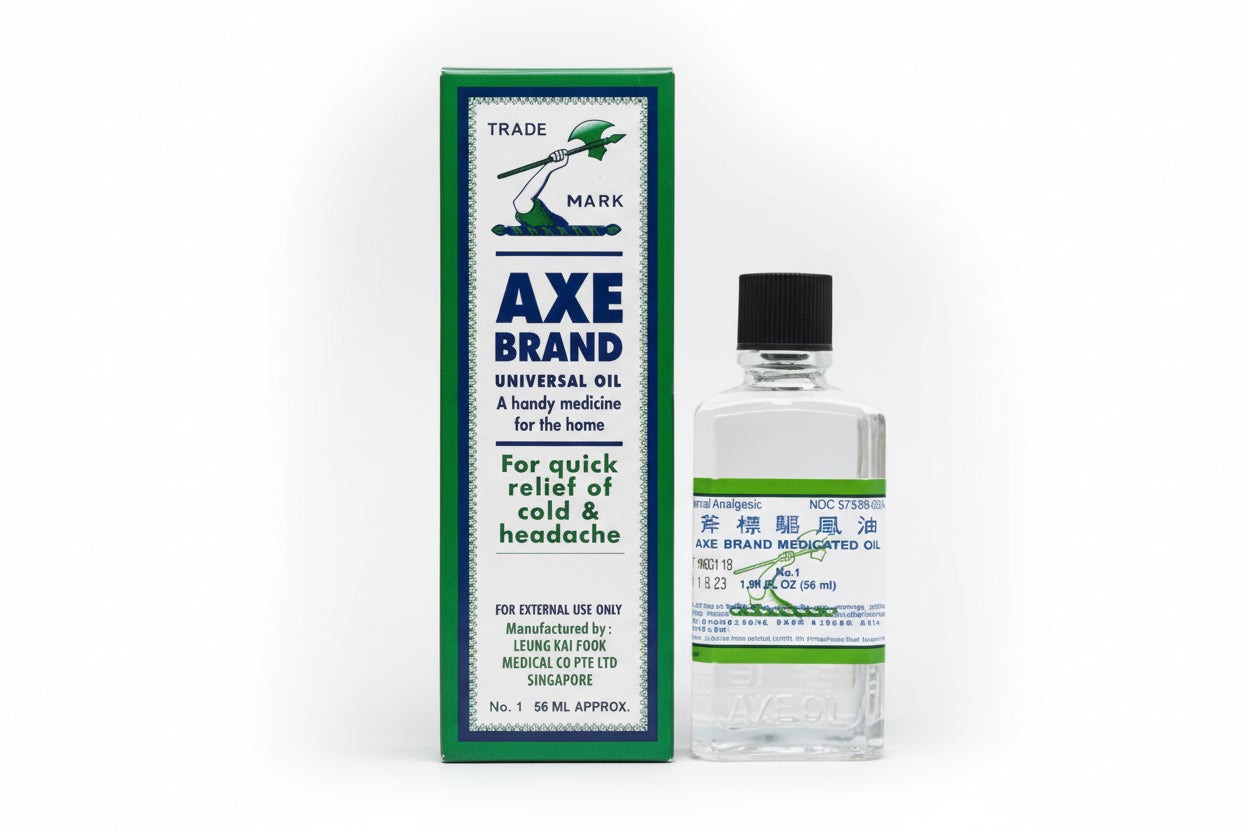 Axe Brand universal oil bottle and packaging on a white background